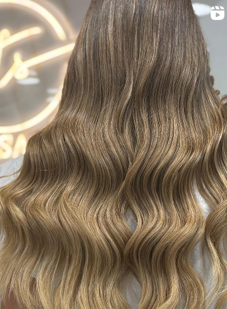 Full Head Highlights & Wavy Styling - Professional hair styling Dubai